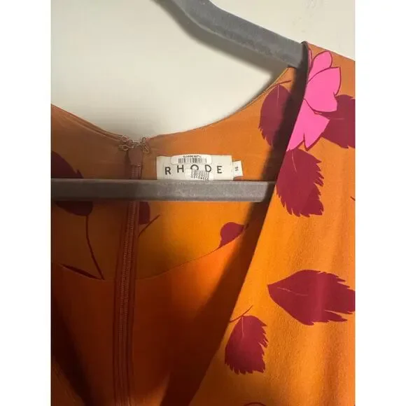 Rhode Anton Midi Dress Size 14 Pink and maroon floral - Picture 5 of 8